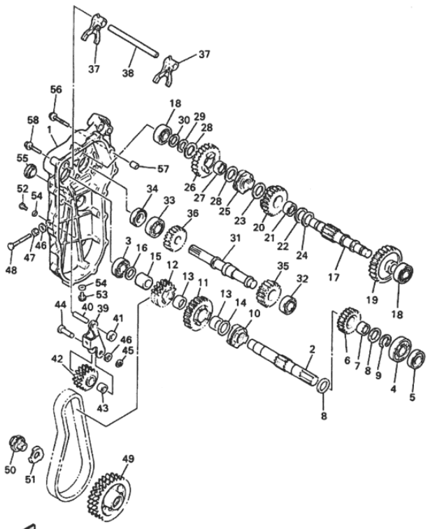 Шестерня КПП YAMAHA VK 540 (22 зуба)