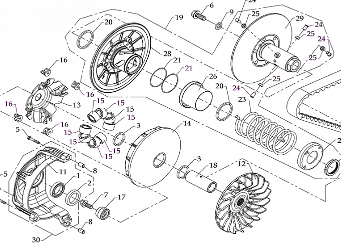 Ролики вариатора ATV STELS 600/700/800 GT Dinly (вес 23 гр.) комплект 8 шт