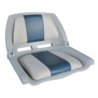Сиденье пластиковое складное с подложкой Molded Fold-Down Boat Seat, серо-голубое