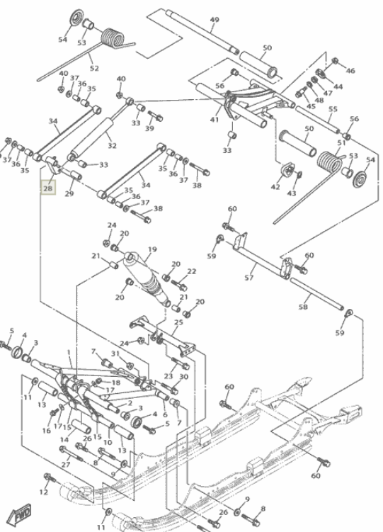 Втулки задней подвески YAMAHA VK IV (комплект, капролон)