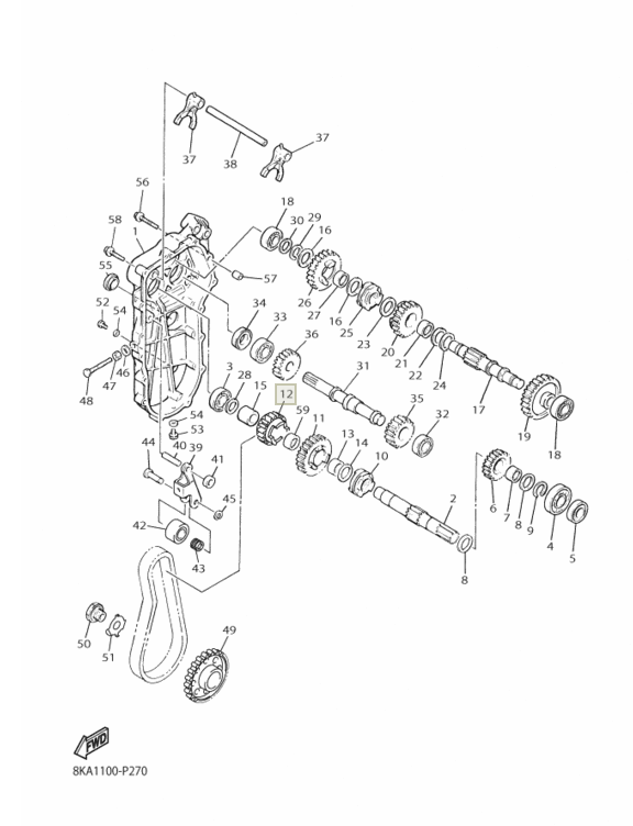 Звездочка КПП цепи малая YAMAHA VK 540 (18 зубьев)