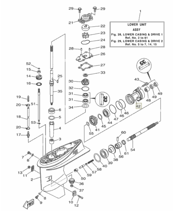 Корпус подшипников YAMAHA 40-50, F25-60