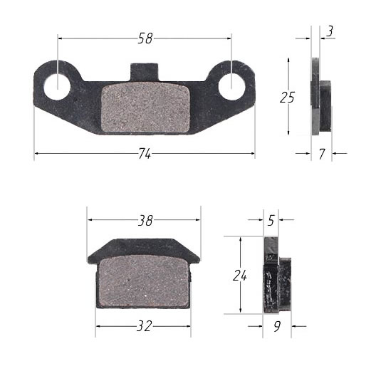 Колодки тормозные DINGO 125/150, Мухтар 15 (комплект 2 шт)