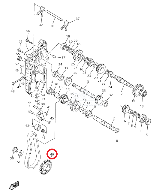 Шестерня КПП ведомая YAMAHA VK 540 IV (2015- ...гг)