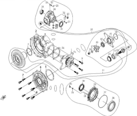 Шестерни конические заднего редуктора ATV СФ 500, X4, X5, X6, X8